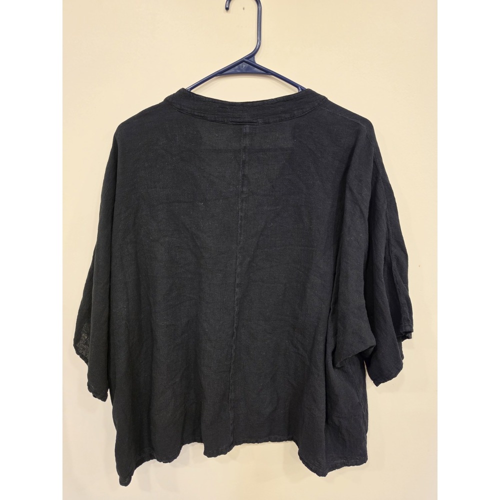 Oh My Gauze Black Cotton Gauze Wrap Top Asymmetrical Button Shirt Size 1 - Picture 4 of 4